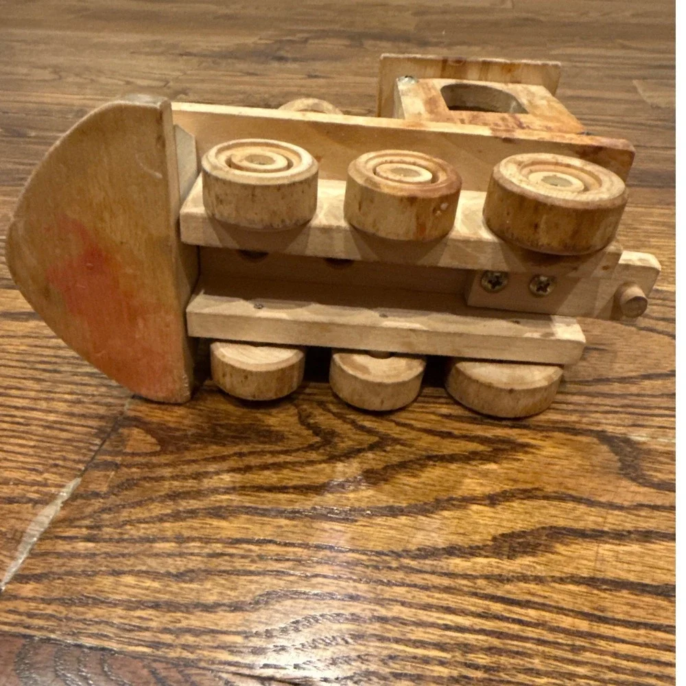 Tonka Wood Train Engine Locomotive Vintage Style Toy Truck Natural Wood #Tonka